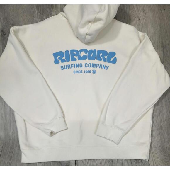 Rip Curl Tops - Rip Curl Surfing Company Sz M Bone White Pullover Hoodie EUC Puffy Type Logo #10